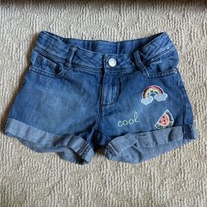 Gymboree Blue Denim Shorts with patches Sz 5 Adjust Waist